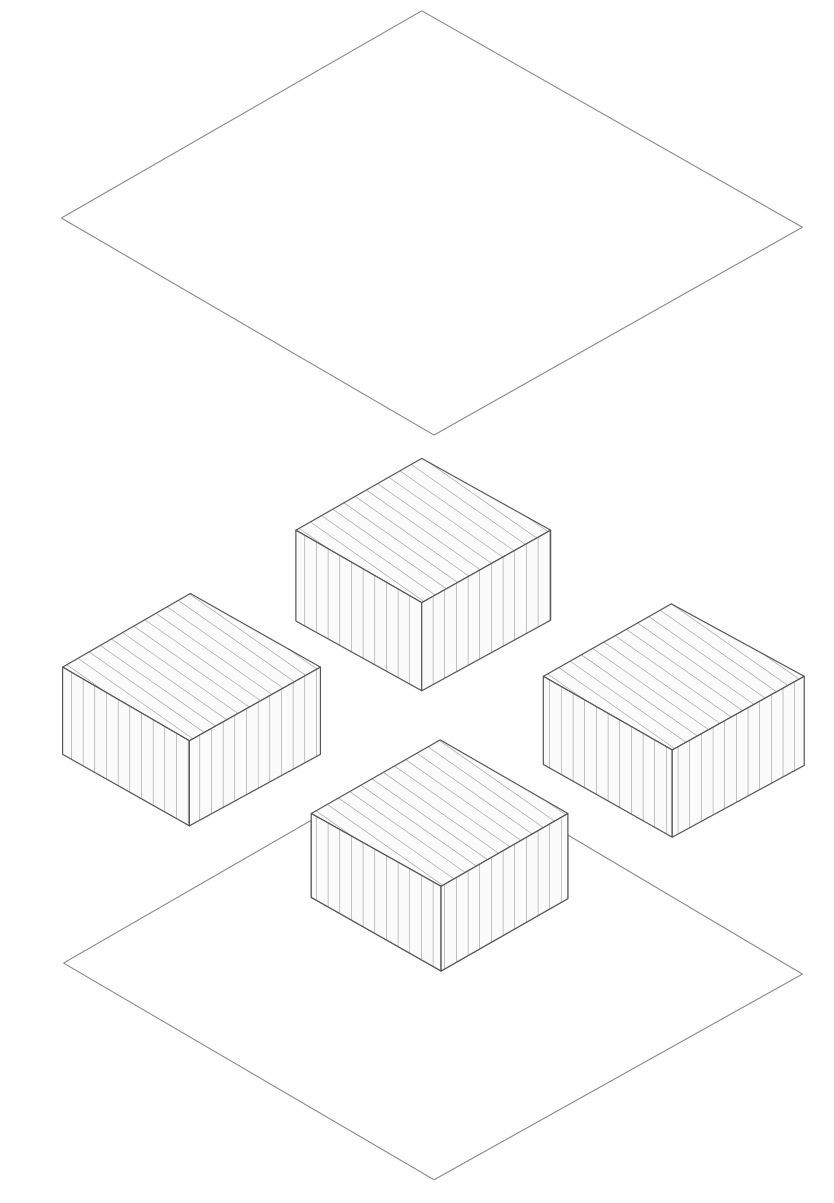 Vestíbulo · axonometría conceptual